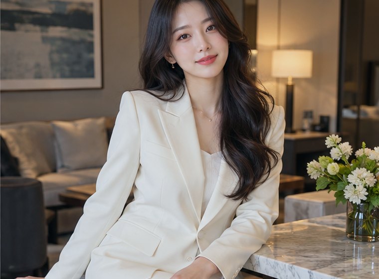 인계동 공간회복력 균형 관리 안내 카드의 서로 다른 20대 성인 한국 여성 모델